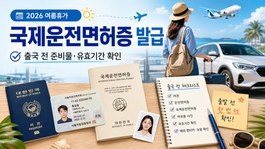 2026 여름휴가 전 국제운전면허증 발급 방법, 준비물과 유효기간 확인하세요