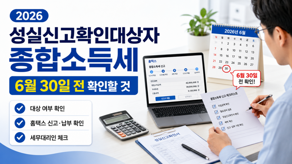 2026 성실신고대상 종소세 6월 30일 확인