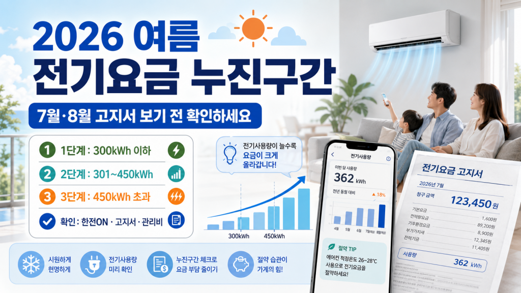 2026 여름 전기요금 누진구간 확인, 7·8월 고지서 전 체크할 것